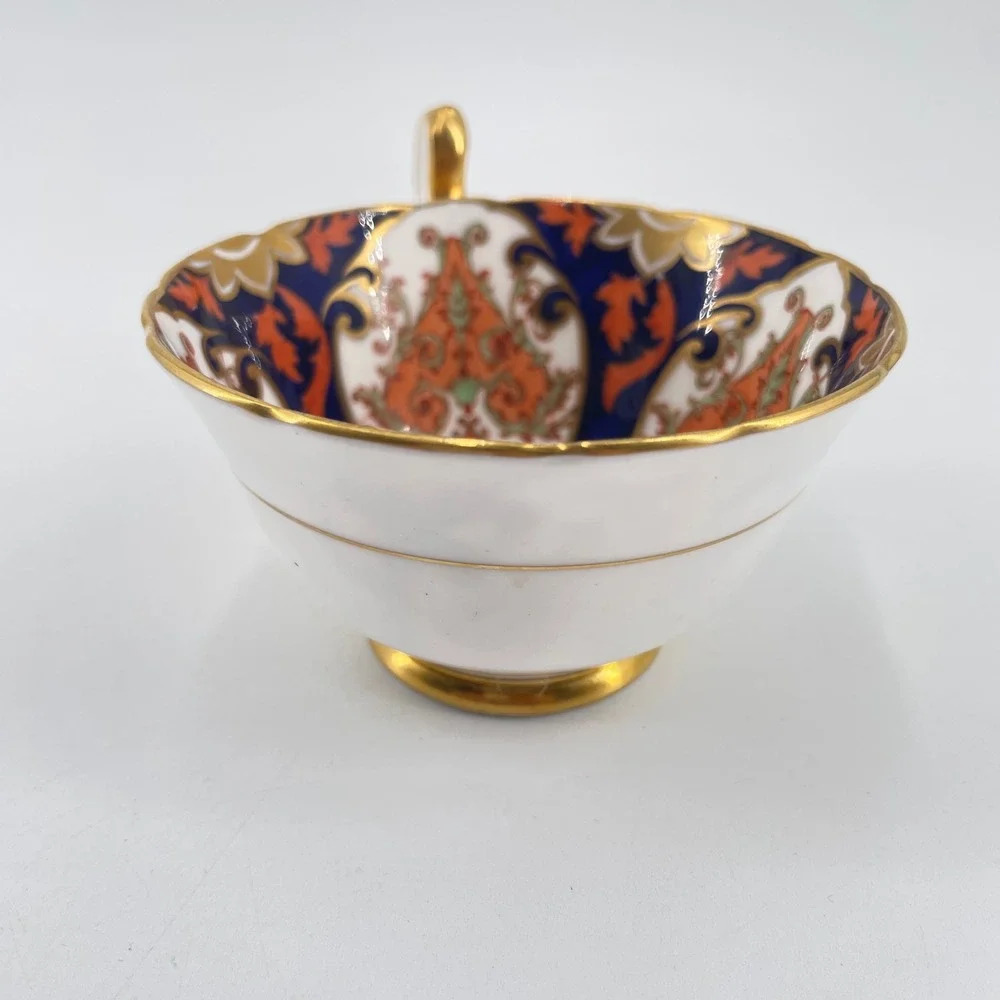 Aynsley Imari Teacup Saucer Set Blue Orange Gold Gilt 6879 Bone China England